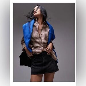 Topshop Black Wash Denim Miniskirt, Preloved